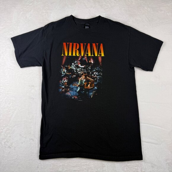 Nirvana Unplugged Graphic T-Shirt Black Mens Size Medium Grunge Y2K - Picture 1 of 6